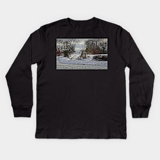 Winter Cart Track Kids Long Sleeve T-Shirt